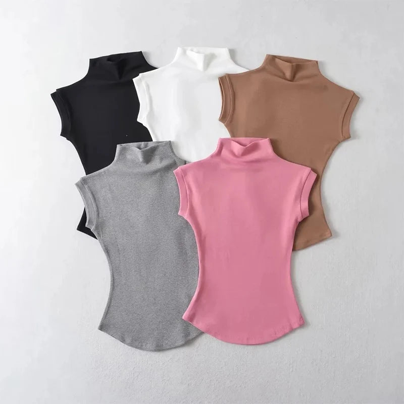 Women’s Turtleneck Sleeveless Streetwear Top