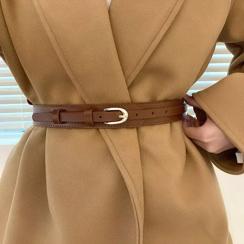 Women's Metal Buckle Corset Belt – Luxury Wrap Waistband for Shirts, Skirts & Coats