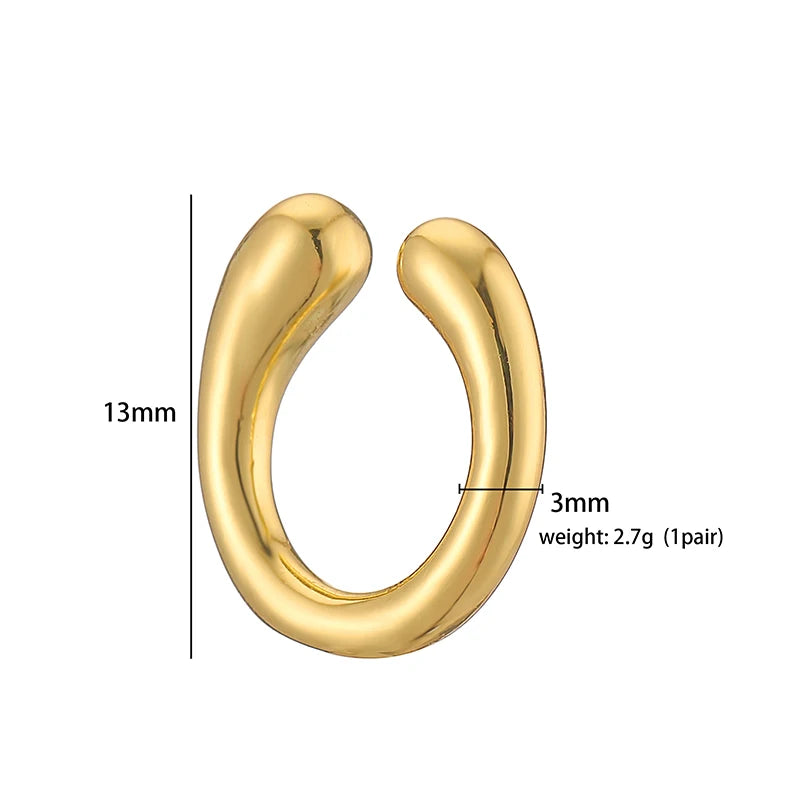 HECHENG Gold Round Clip-On Ear Cuff for Women – Non-Pierced Jewelry