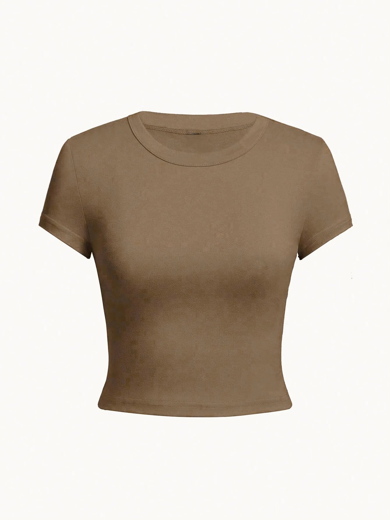Y2K Women's Solid Crop Top – Short Sleeve, Stretch Viscose, O-Neck, Summer Streetwear Tee