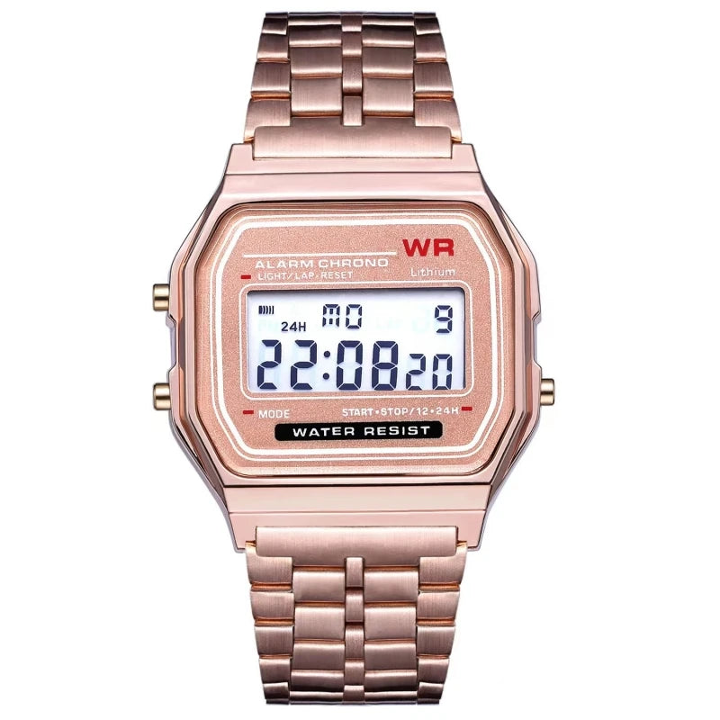 F91W Steel Band LED Digital Watch — Unisex Business & Sports Electronic Clock (Non-Waterproof)