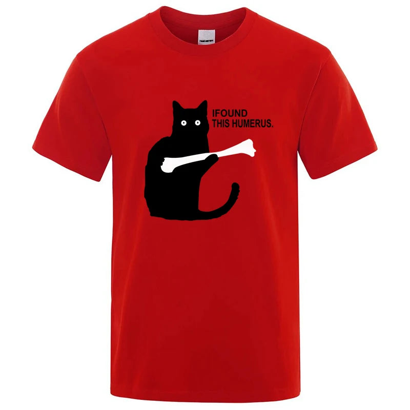 Summer Men's T-shirt High Quality 100% Cotton Funny Cat Printing Casual Cool Loose O-neck Graphic Male T Shirts for Men Tops