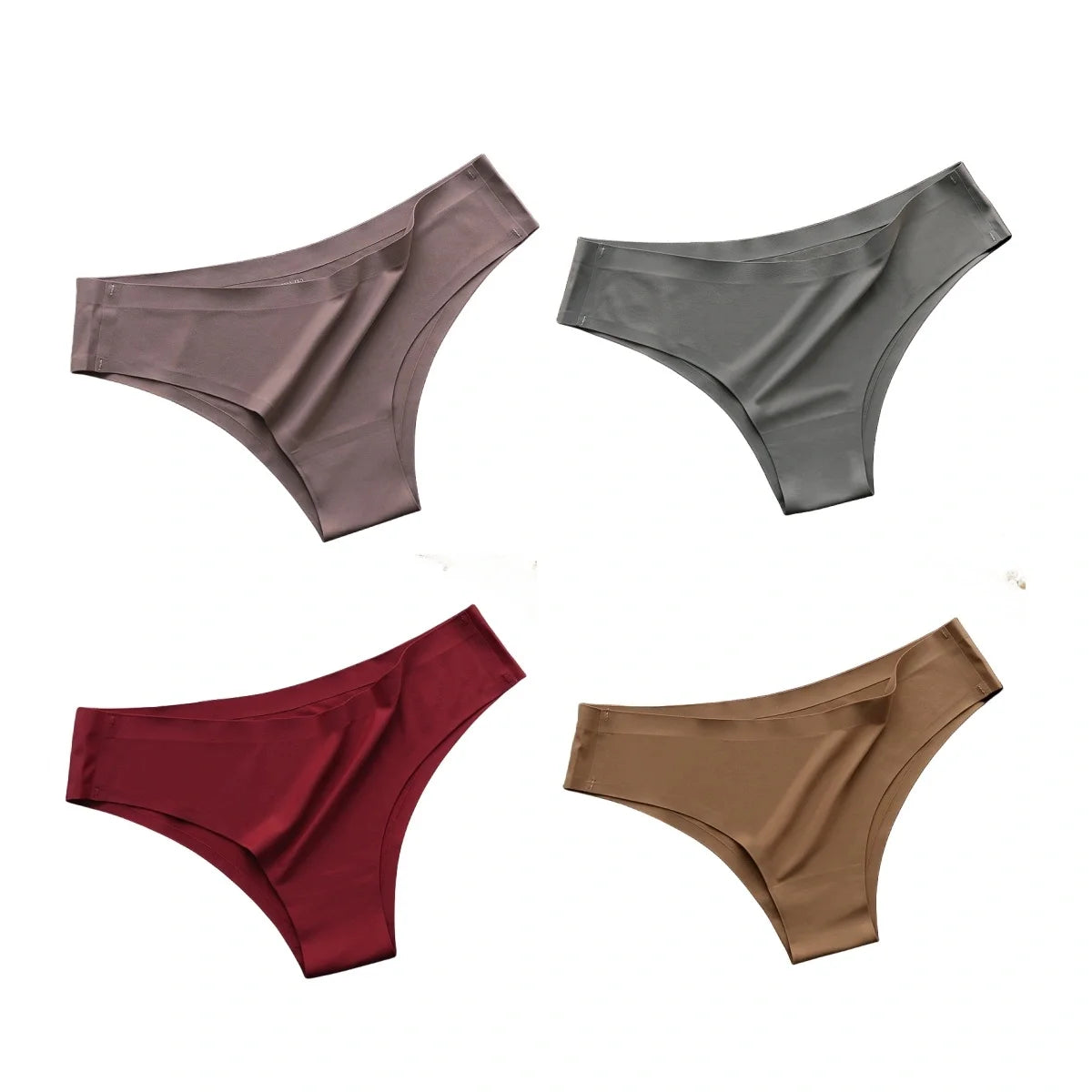 4PCS Seamless Ice Silk Panties – Women’s Low Waist