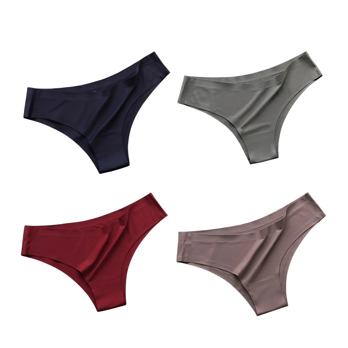 4PCS Seamless Ice Silk Panties – Women’s Low Waist
