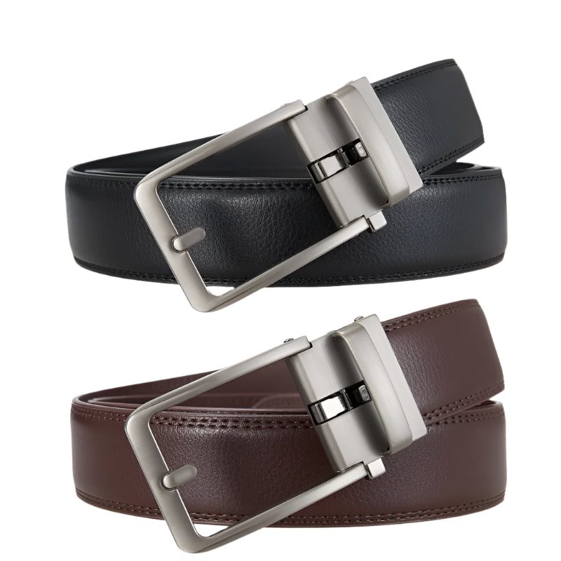 Luxury Men's Leather Belt – Business Styles Look( with pin buckle-Automatic and Adjustable for sleek and versatile look )