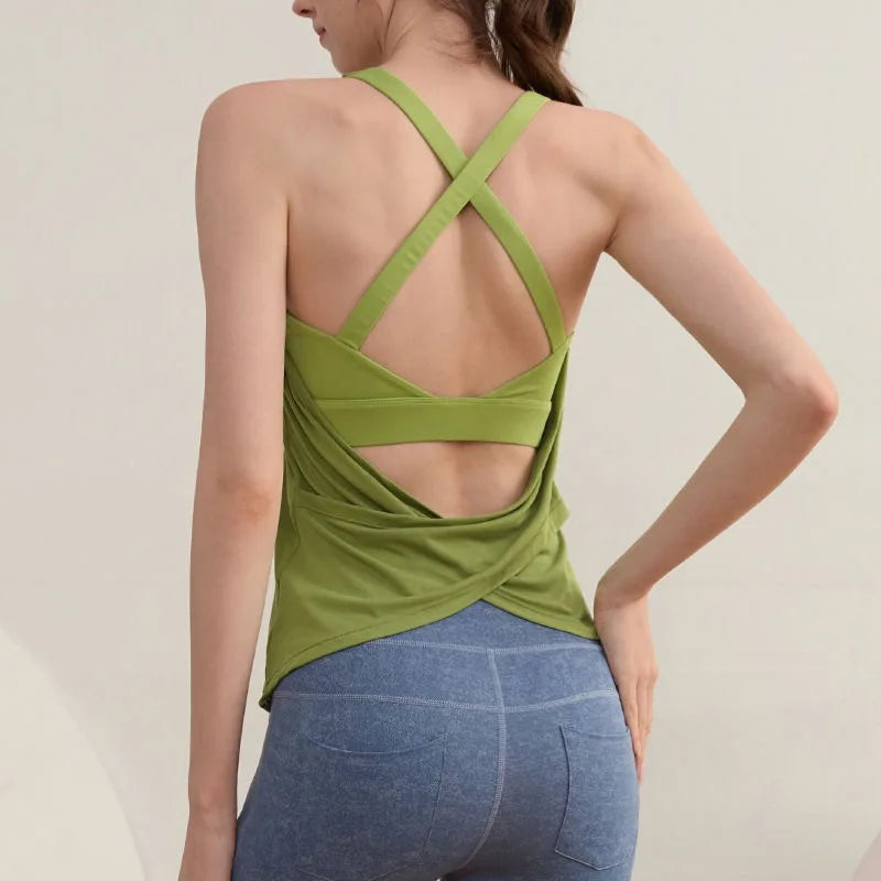 Women’s Two-Piece Sports Top – Shockproof Yoga & Running Vest