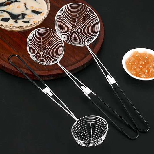 Stainless Steel Mesh Skimmer Spoon – Long Handle Strainer for Hot Pot, Noodles, Oil & Food