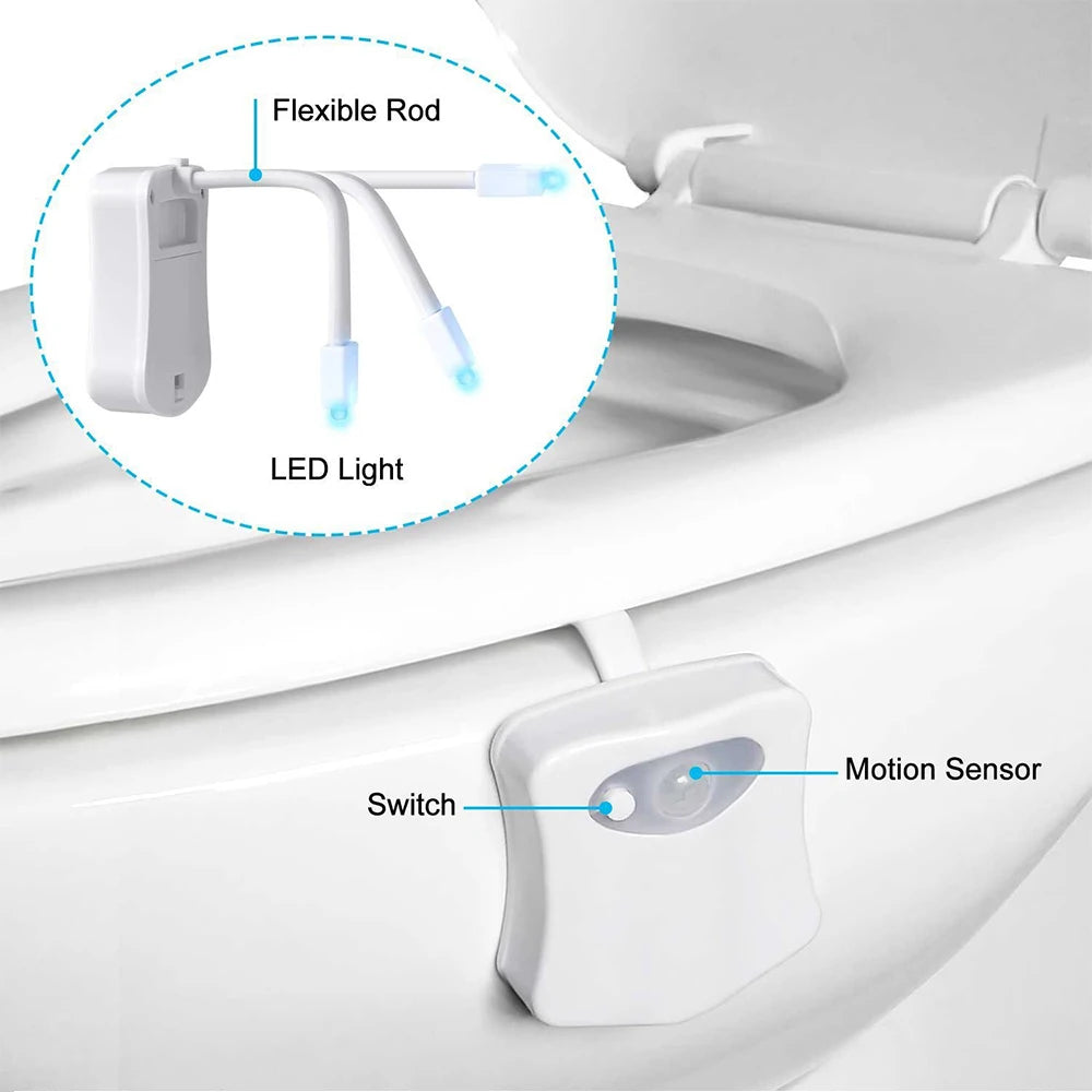 Wireless Motion Sensor LED Toilet Night Light – 8 RGB Colors