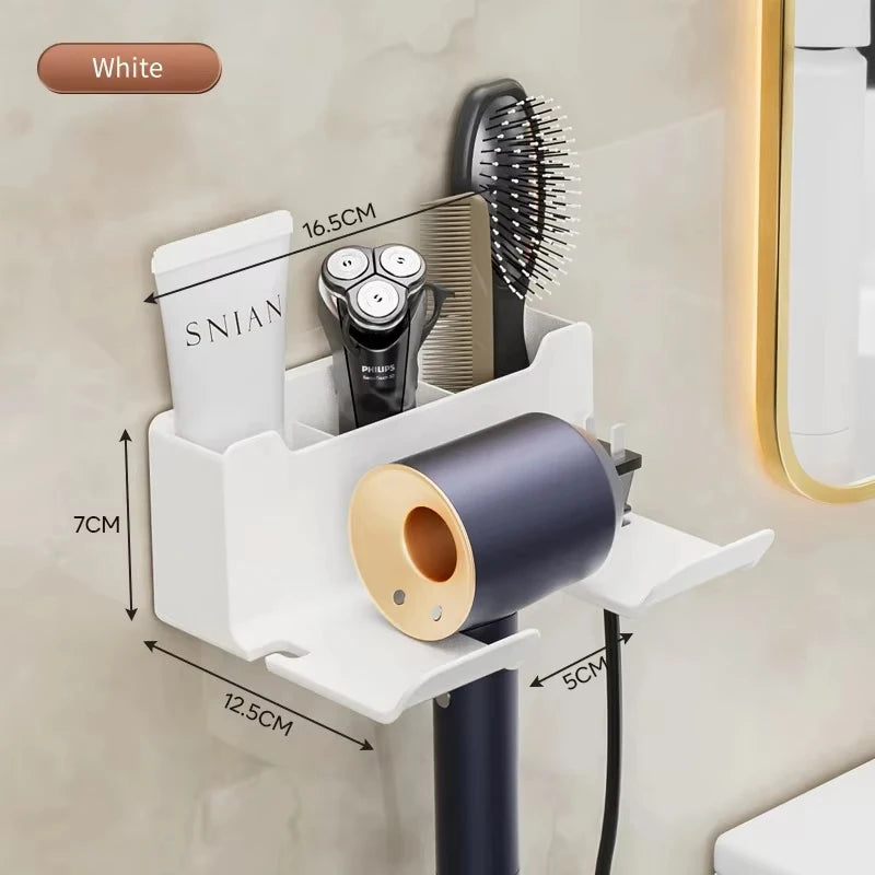 Hair Dryer Wall Holder & Organizer Stand – Bathroom Shelf for Dryer & Straightener