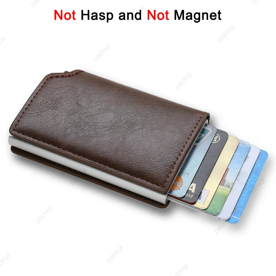 Men's RFID Wallet – Slim Carbon Fiber Anti-Theft Cardholder, Pop-Up Design, Black.