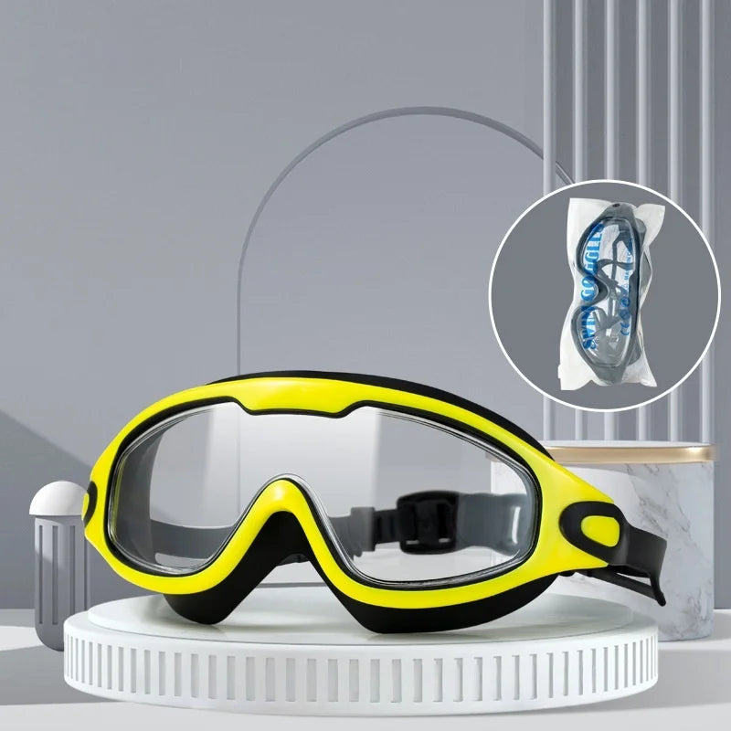 HD Anti-Fog Swimming Goggles – Waterproof Electroplated Large Frame