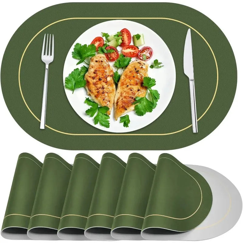 Oval Leather Placemats – Heat Resistant Washable Table Mats