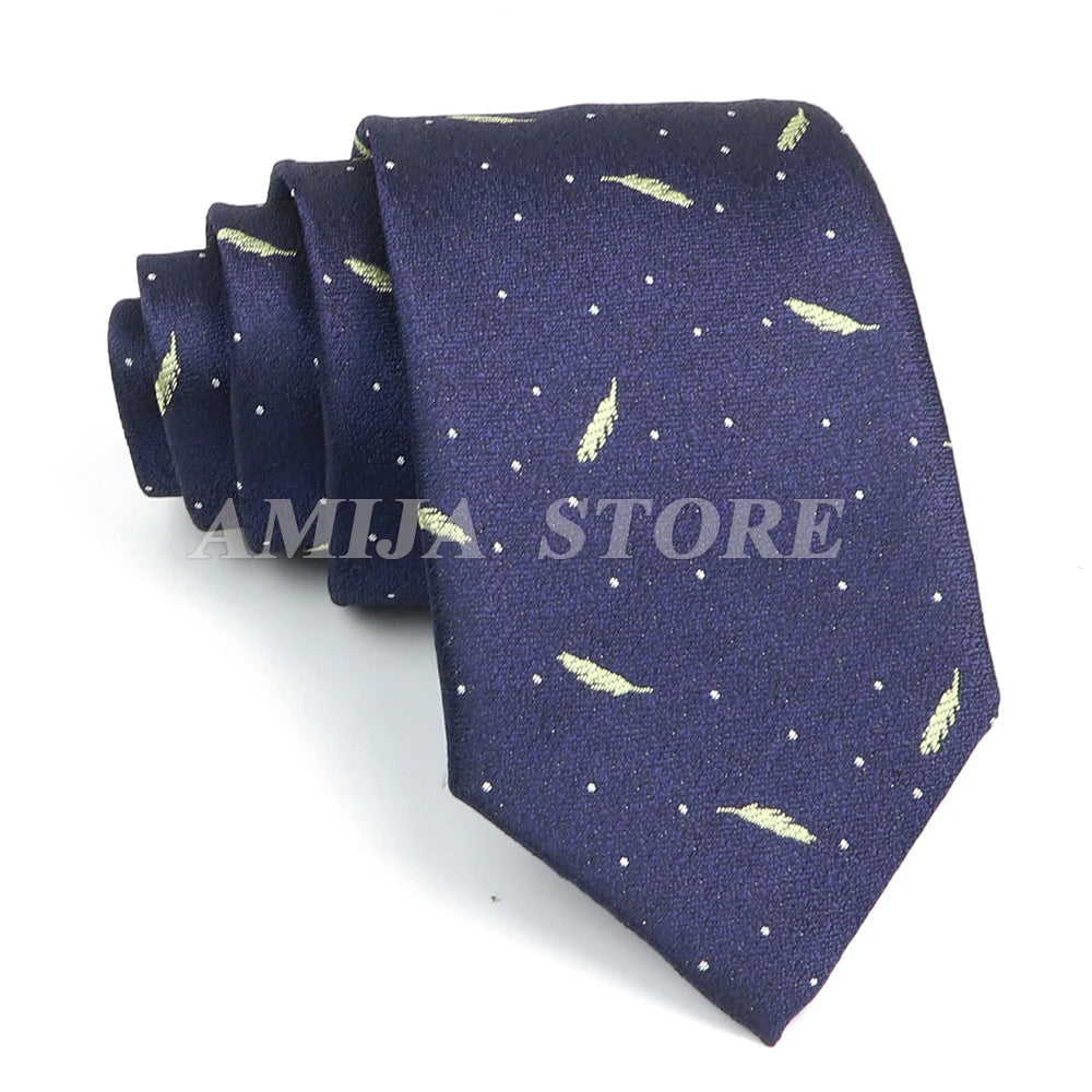 Men’s Jacquard Neck Ties 7cm – Floral & Stripe Design Necktie for Wedding, Party, Business & Daily Wear Gift