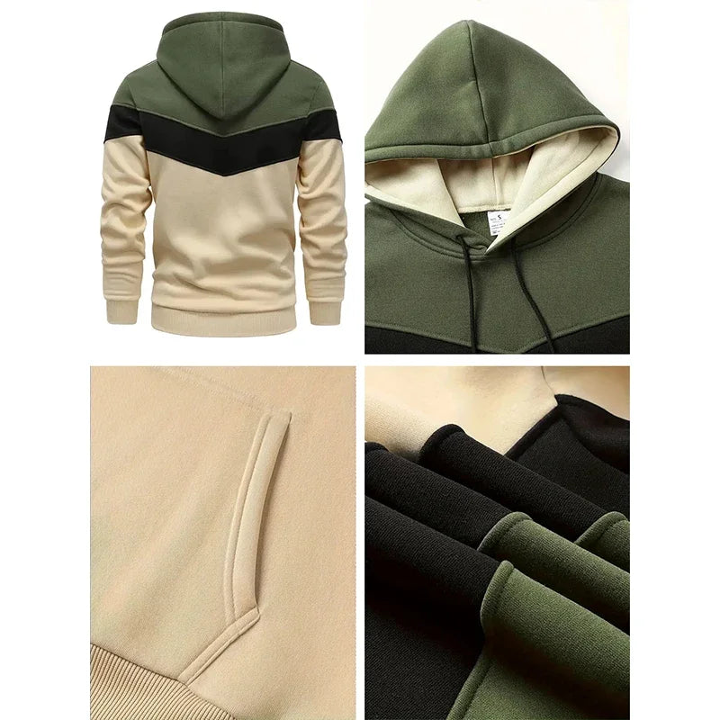 Men’s Casual Hoodie Sweatshirt Tracksuit – Tricolor Sports Jogging Set
