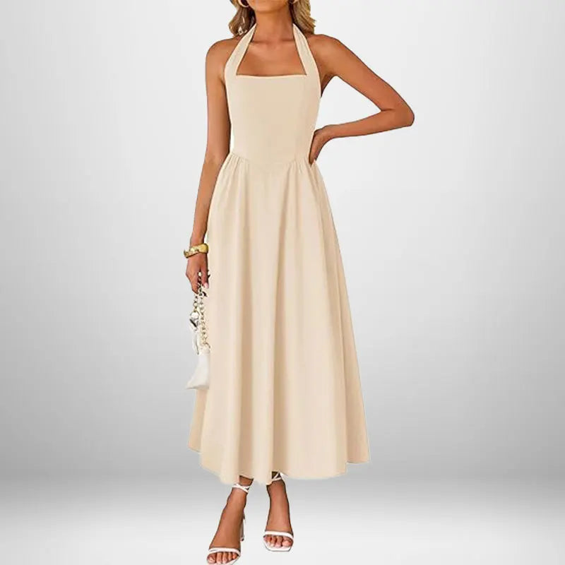 2025 Summer Women’s Elegant Backless Sleeveless Long Dress – Square Collar