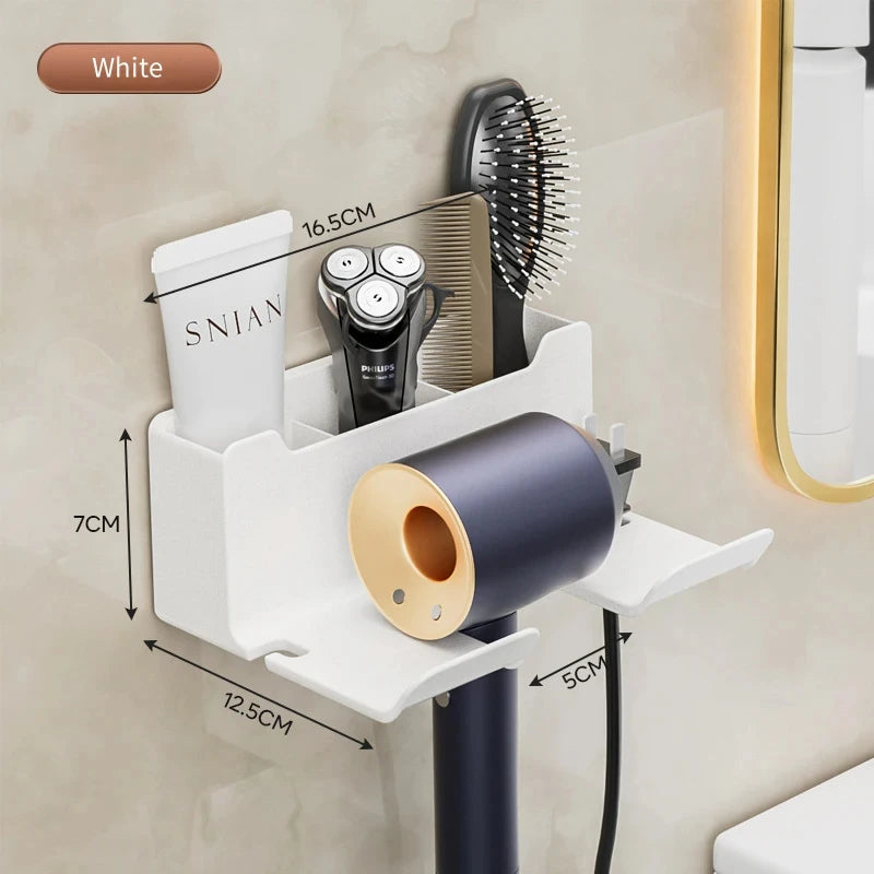 Hair Dryer Wall Holder & Organizer Stand – Bathroom Shelf for Dryer & Straightener