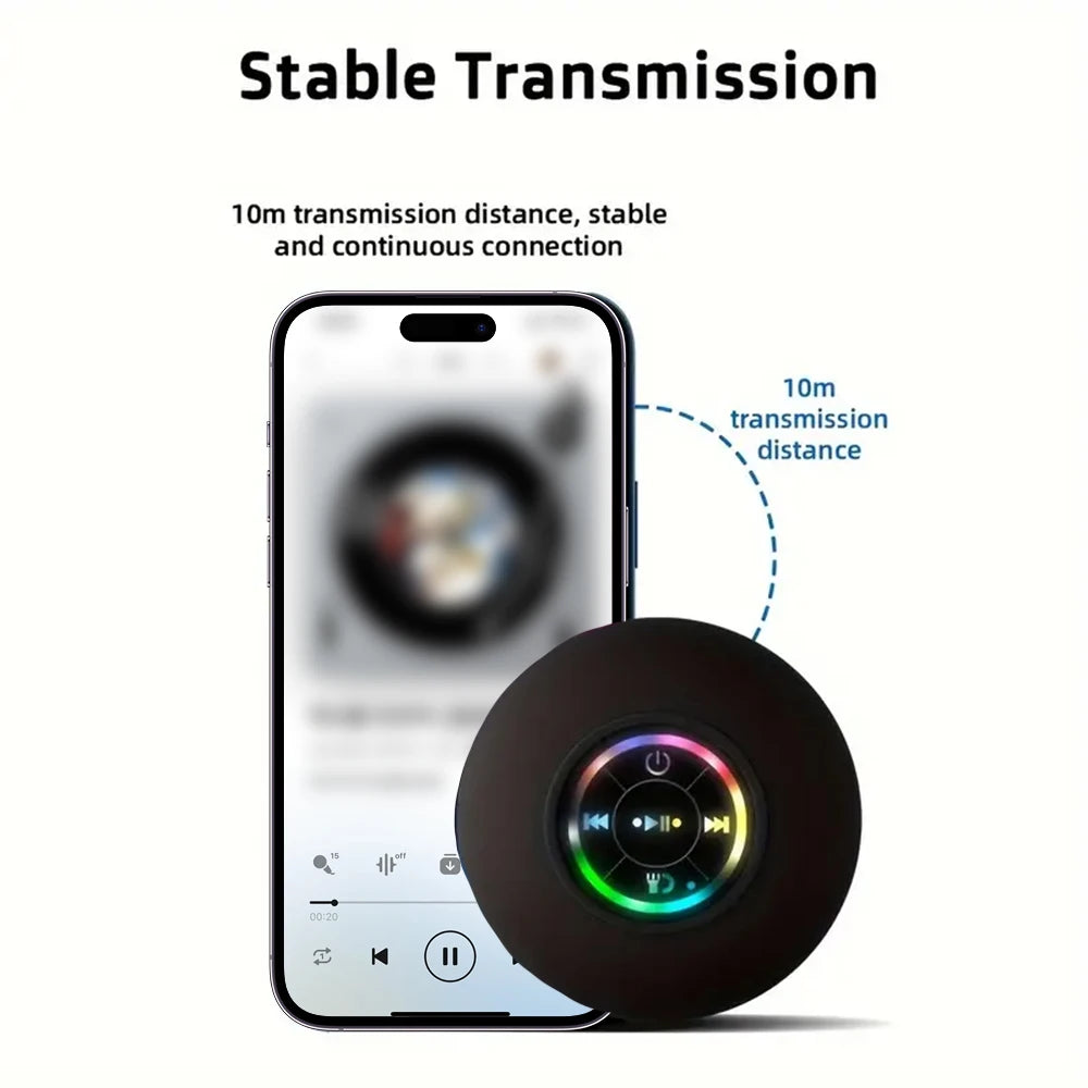 Portable Bluetooth Speaker – Waterproof LED Suction Cup Stereo
