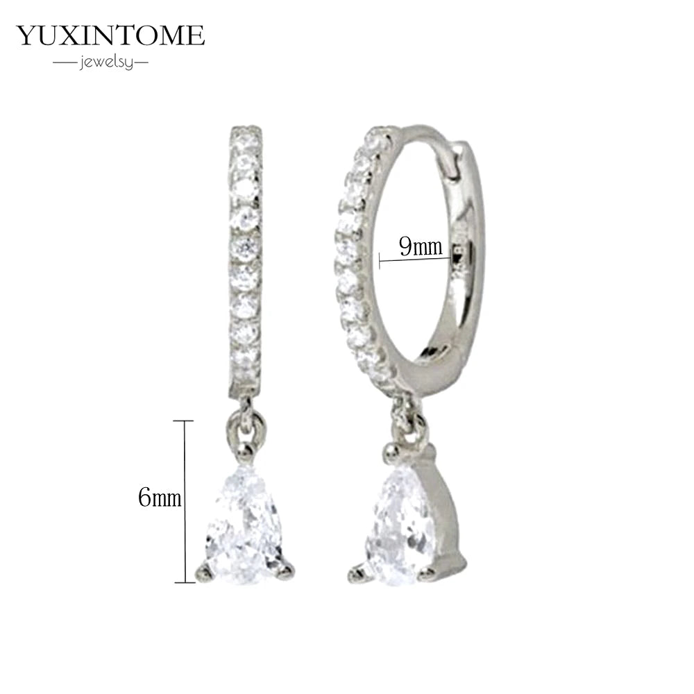 925 Sterling Silver White Zircon Tassel Hoop Earrings — Women’s Luxury Korean Fashion Jewelry 2025