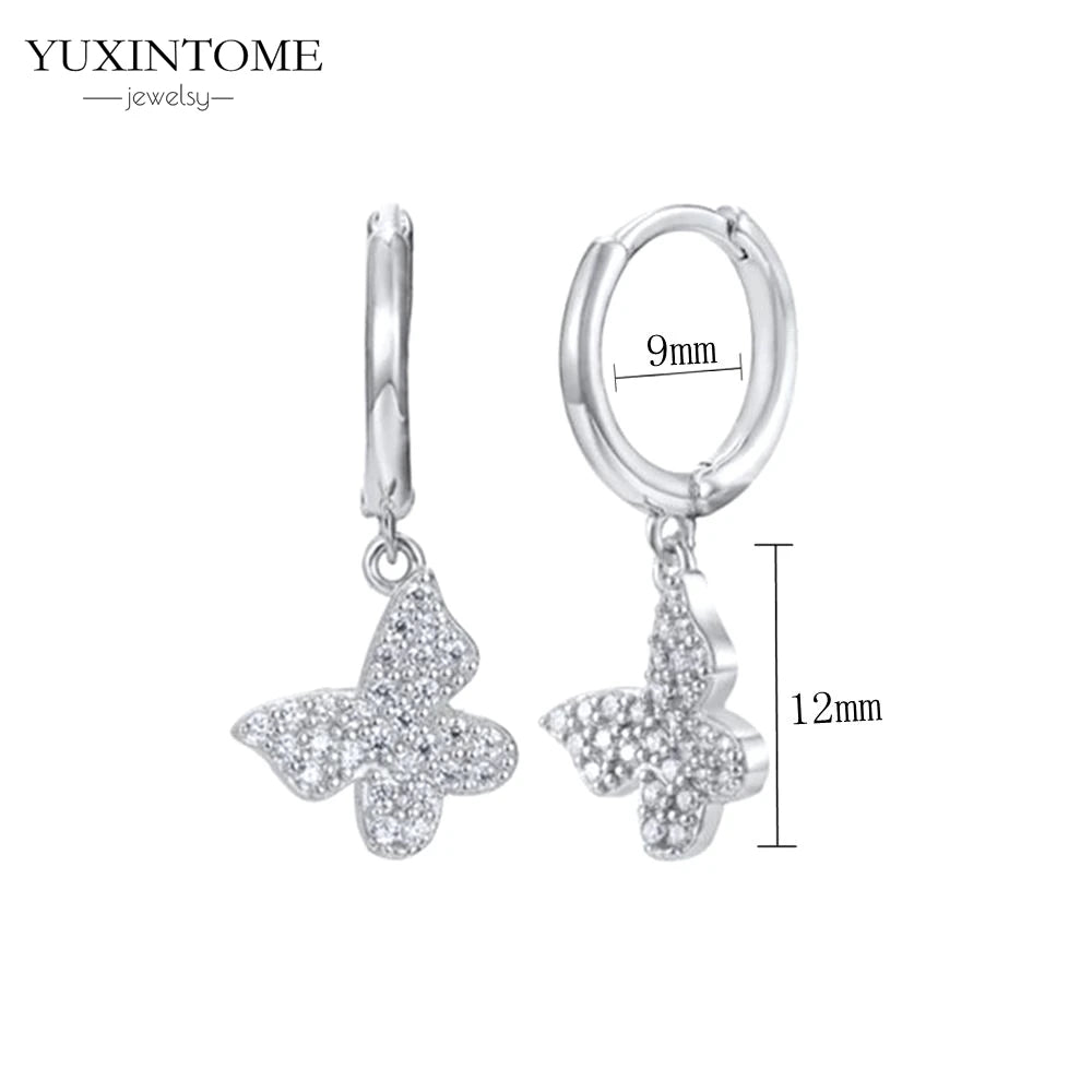 925 Sterling Silver White Zircon Tassel Hoop Earrings — Women’s Luxury Korean Fashion Jewelry 2025