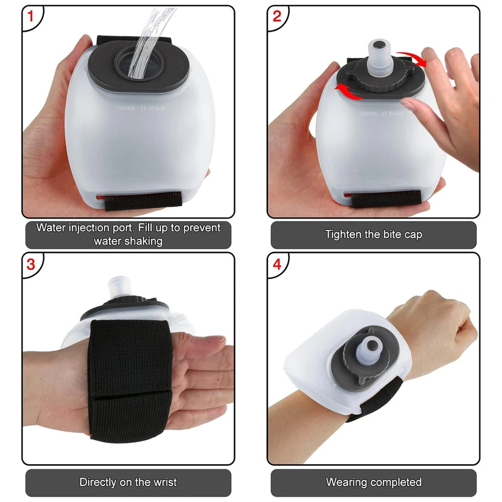Wearable Wrist Water Bottle 200ml – Hands-Free for Running & Fitness