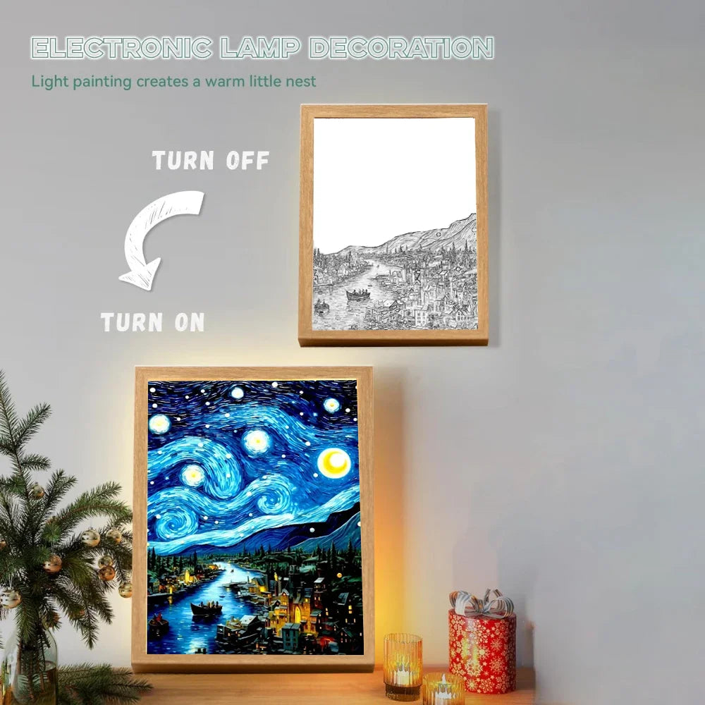 LED Moon Lamp Night Light — Van Gogh Starry Sky Wall Art for Bedroom & Office, Perfect Friend Gift