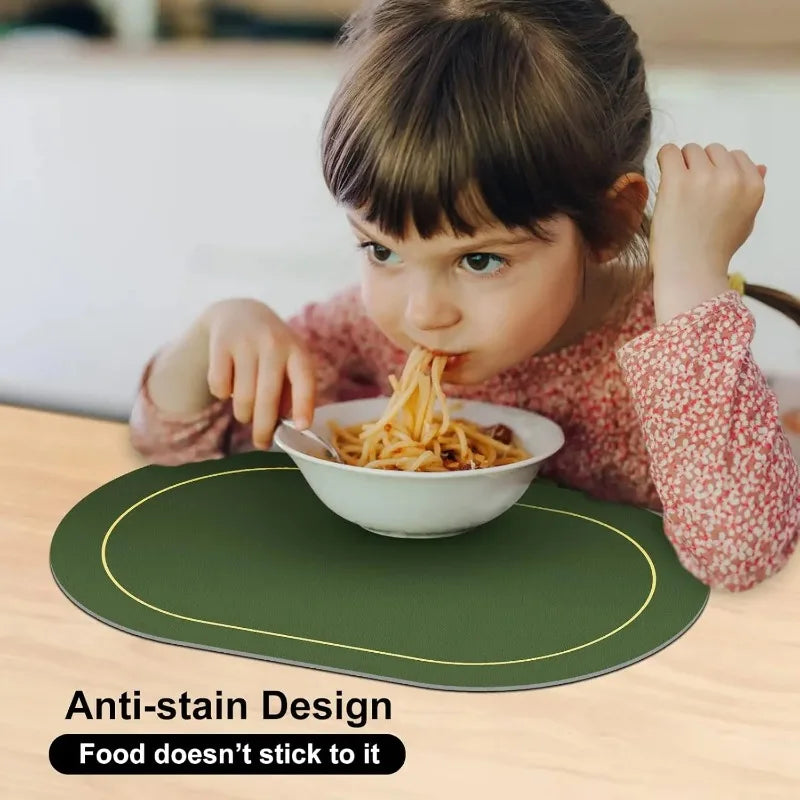 Oval Leather Placemats – Heat Resistant Washable Table Mats