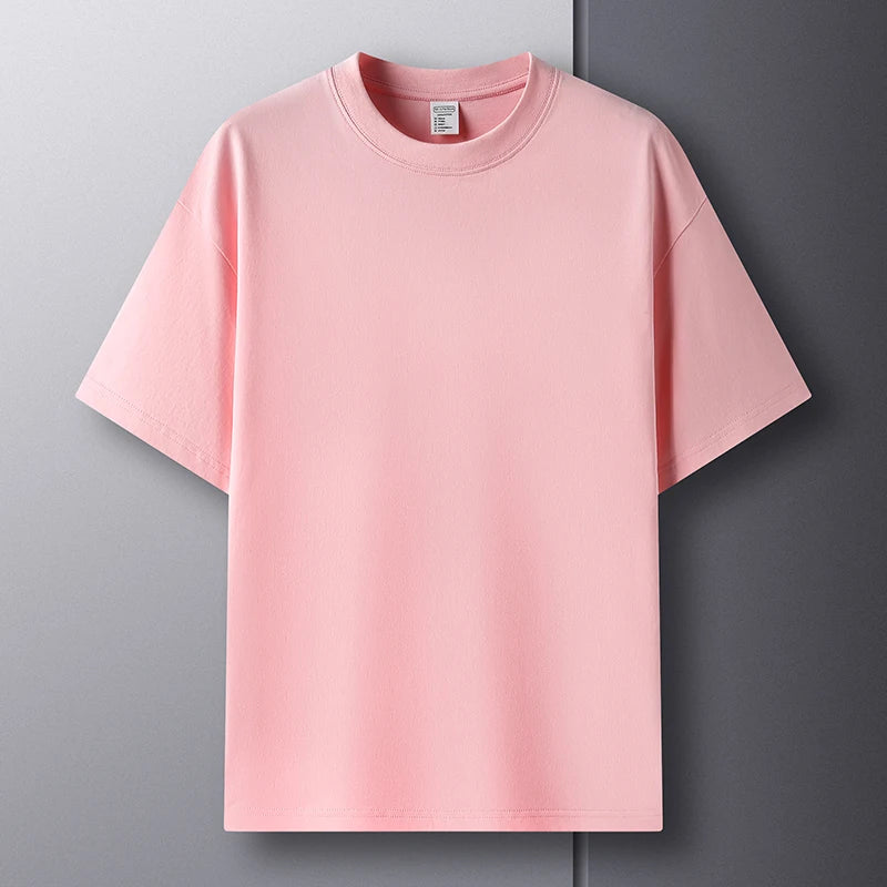 Men’s Summer Cotton T-Shirt – Casual, Loose Fit, Double Line Design