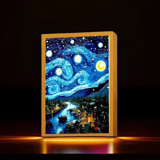 LED Moon Lamp Night Light — Van Gogh Starry Sky Wall Art for Bedroom & Office, Perfect Friend Gift