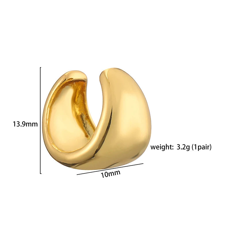 HECHENG Gold Round Clip-On Ear Cuff for Women – Non-Pierced Jewelry