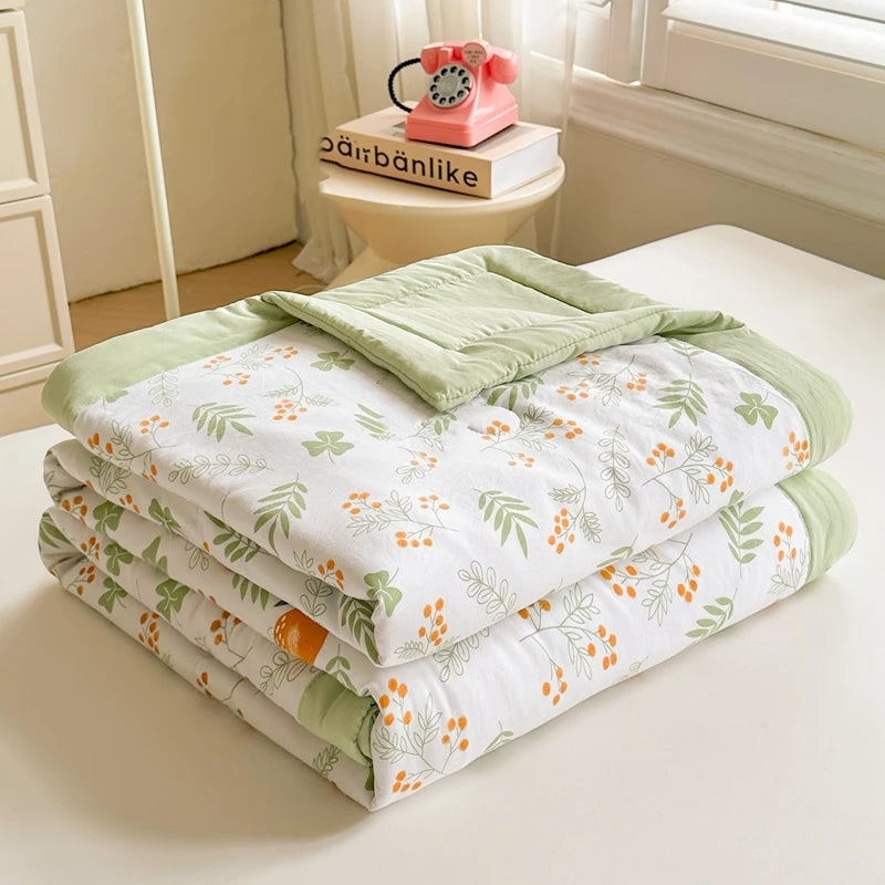 2025 Cotton Summer Quilt – Lightweight, Skin-Friendly, Ultra-Soft Printed Comforter/Blanket