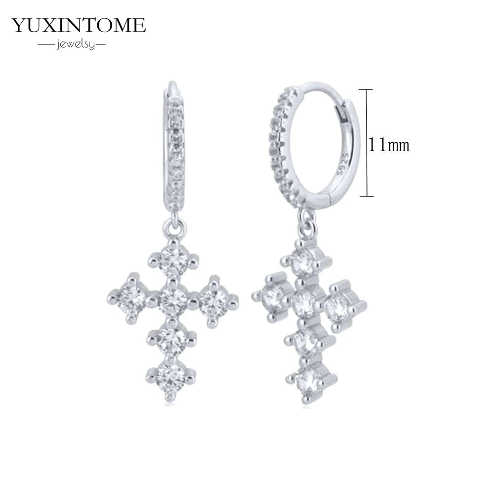 925 Sterling Silver White Zircon Tassel Hoop Earrings — Women’s Luxury Korean Fashion Jewelry 2025
