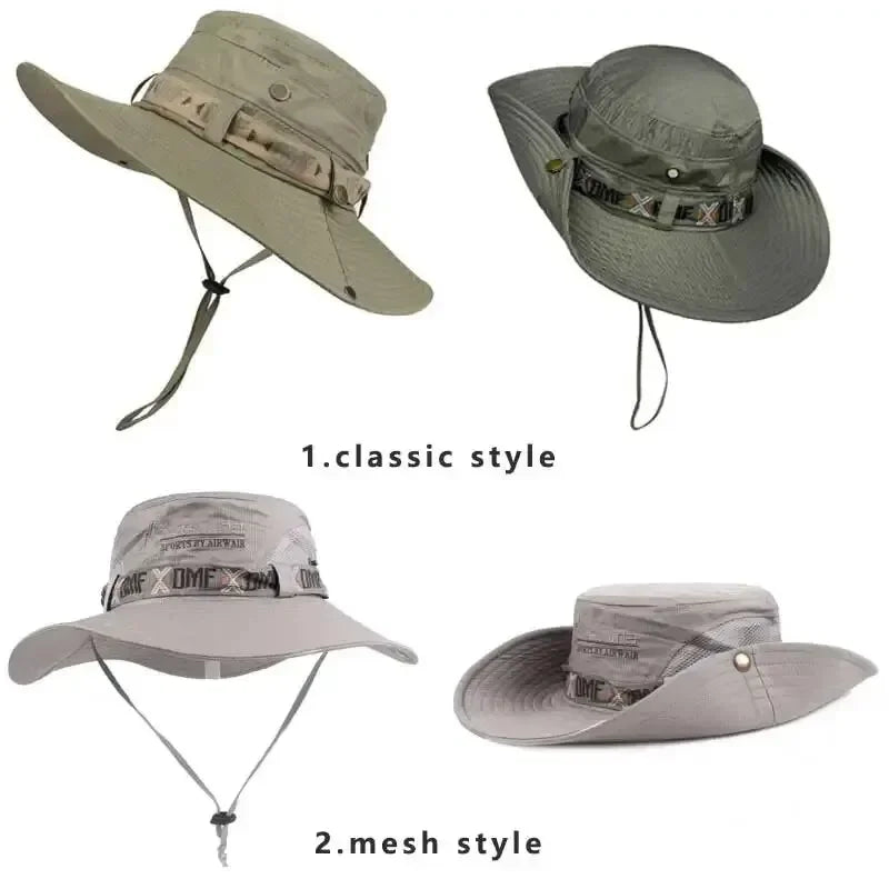 Summer Men’s Bucket Hat — Outdoor UV Protection Wide Brim Safari, Hiking & Beach Fisherman Cap with Mesh Design
