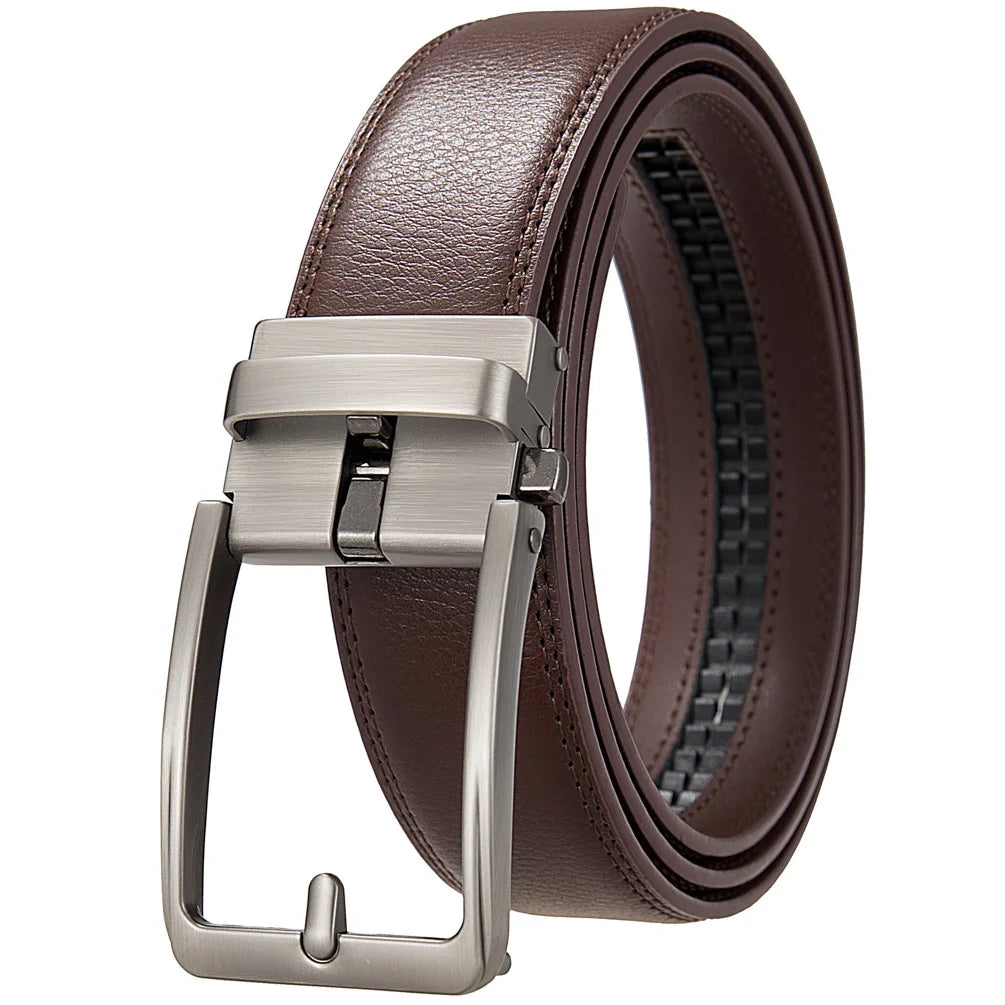 Luxury Men's Leather Belt – Business Styles Look( with pin buckle-Automatic and Adjustable for sleek and versatile look )