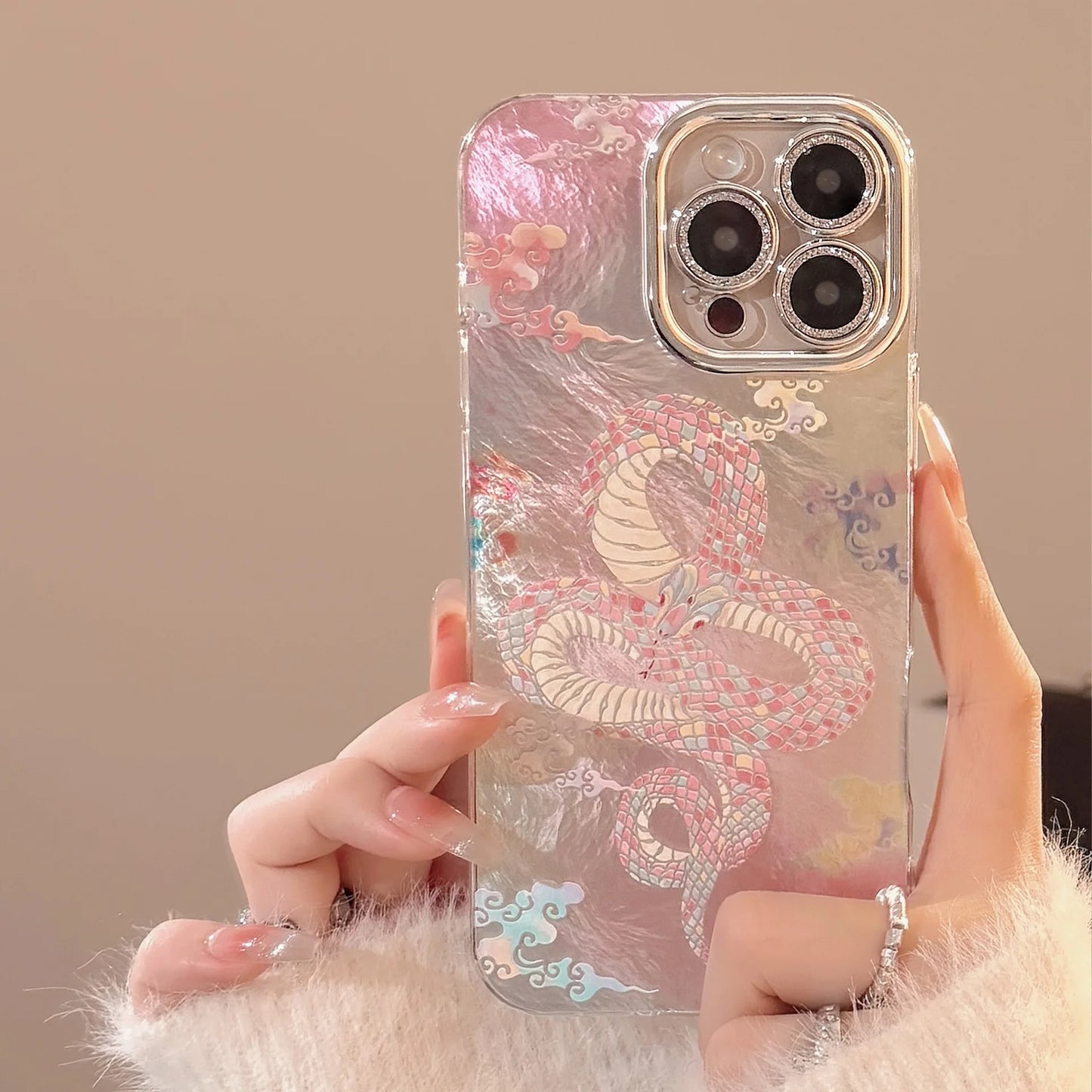 2025 Chinese Auspicious Snake iPhone Case – Shockproof Protective Cover