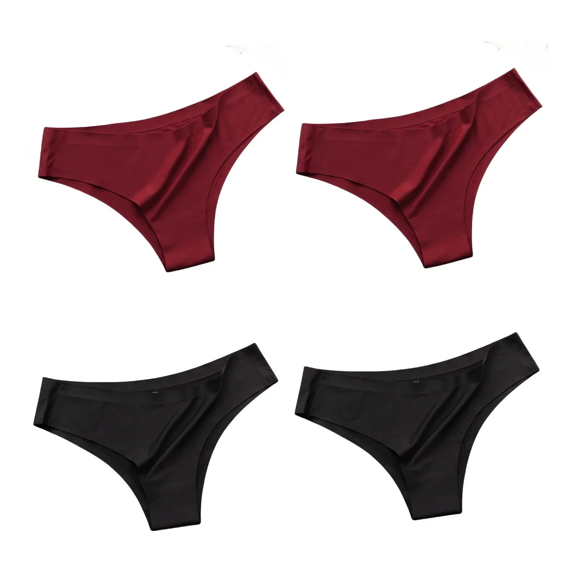 4PCS Seamless Ice Silk Panties – Women’s Low Waist