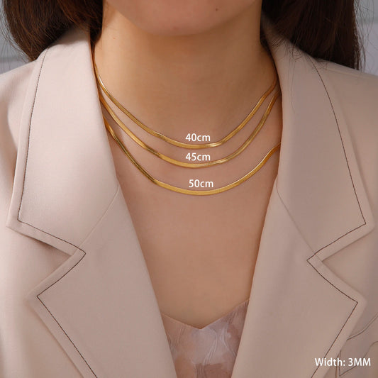 Skyrim Stainless Steel Snake Chain Necklace Gold Herringbone Choker for Women Men Trendy 2025 Jewelry Gift
