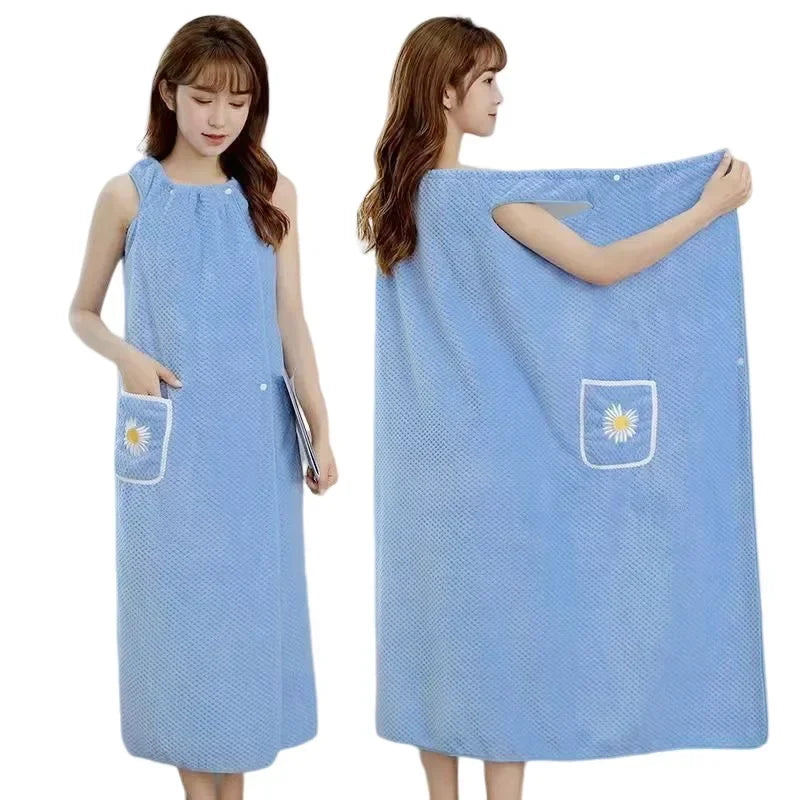 Women’s Wearable Bath Towel Wrap – Quick-Dry Absorbent Bathrobe.