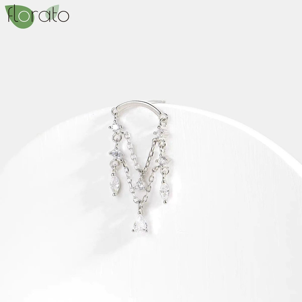 925 Sterling Silver Crystal Tassel Stud Earrings — Women’s Luxury Wedding & Party Jewelry 2024