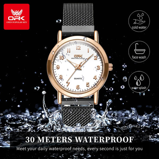 OPK 8115 Women’s Stainless Steel Mesh Water Resistant  (3 Bar) Watch