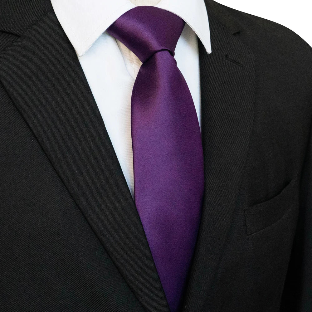 KAMBERFT Men's Classic 8cm Solid Color Satin Necktie Business Wedding Party Tie Gift