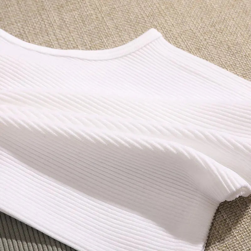 Women’s Seamless Rib-Knit Yoga Crop Top – Sleeveless, Breathable, No Pads