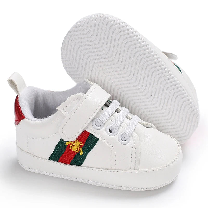 White Soft-Soled Baby Shoes — Non-Slip Sneakers for Boys & Girls, Spring Baptism