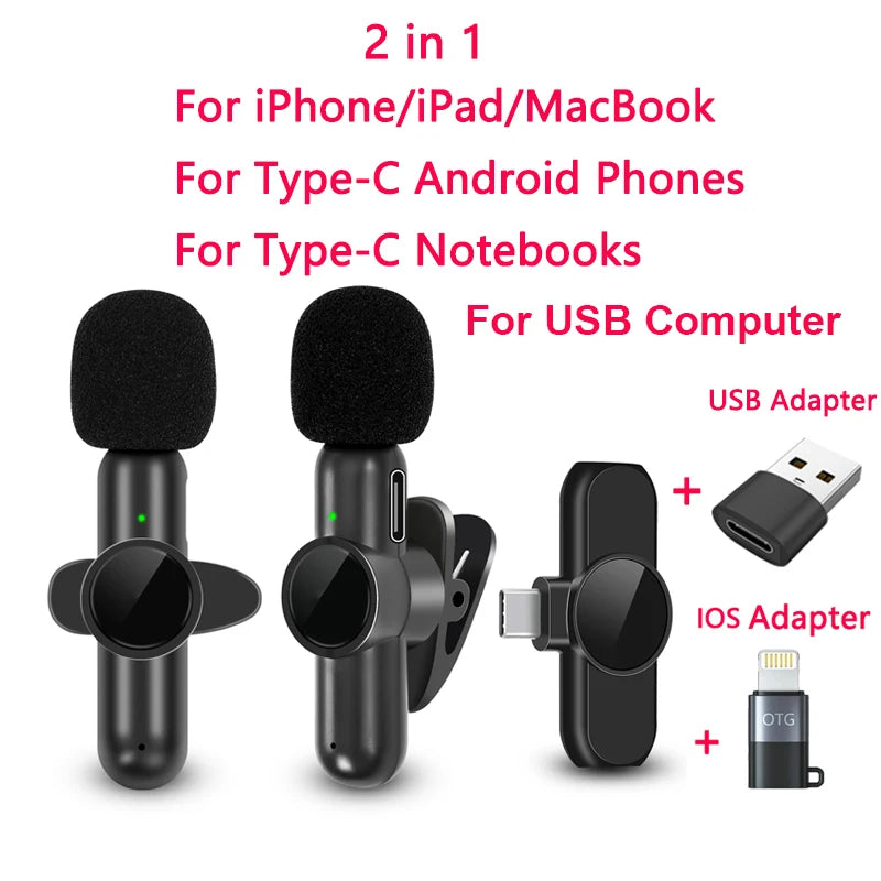 K61 Wireless Lavalier Mic – Mini Clip-On Microphone for Phone & Laptop