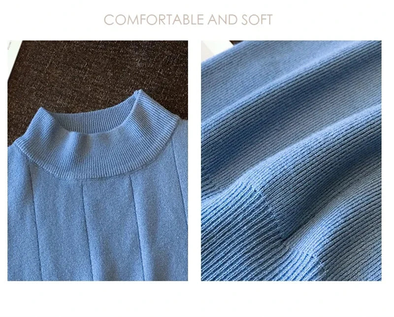 Turtle Neck Solid Korean Fashion Sleeveless -Elastic Casual Women's Top