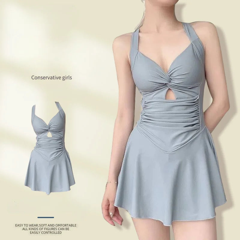 Women’s Solid Color Slimming One-Piece Swimsuit