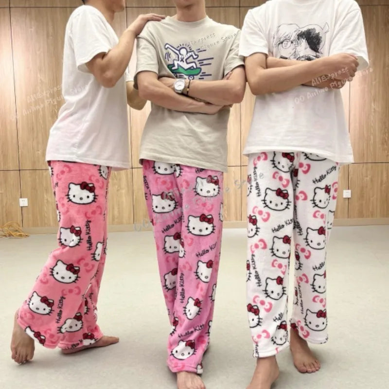 Sanrio Hello Kitty Flannel Pajamas – Warm Autumn Home Pants