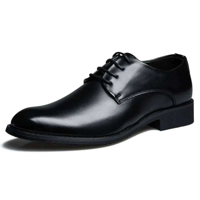 Men’s Wedding Leather Dress Shoes Pointed Toe Business Casual British Style Height Increasing Spring 2024 New Arrival