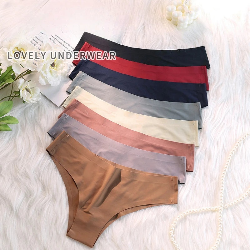 4PCS Seamless Ice Silk Panties – Women’s Low Waist