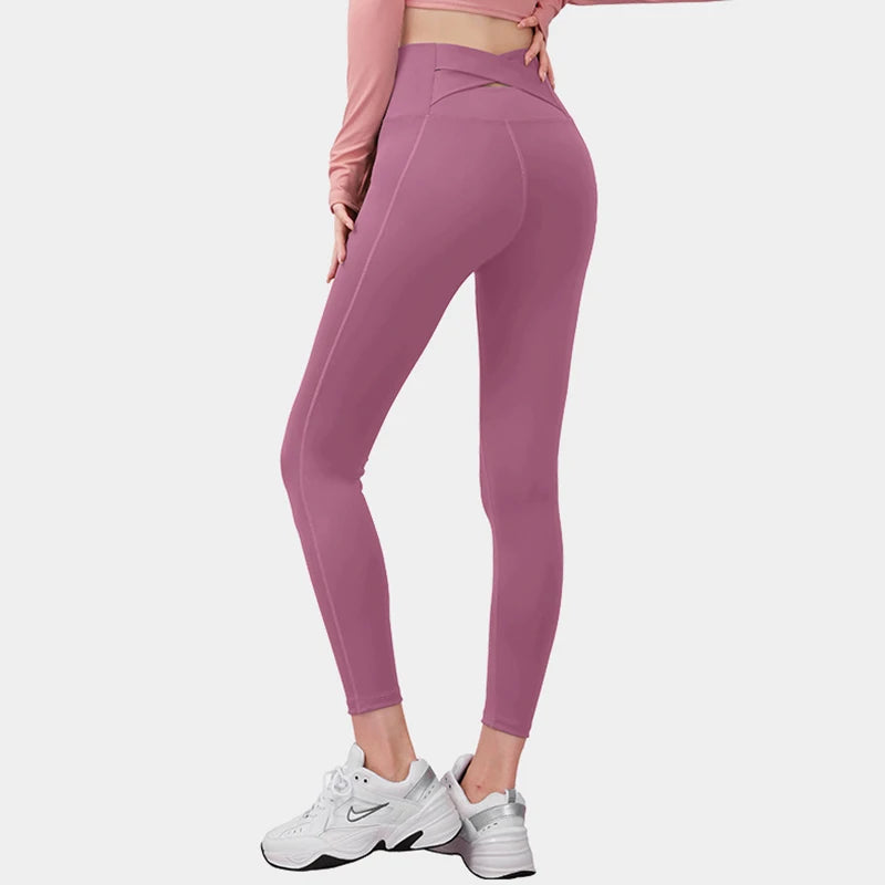 High-Waist Cross Back Seamless Yoga Leggings