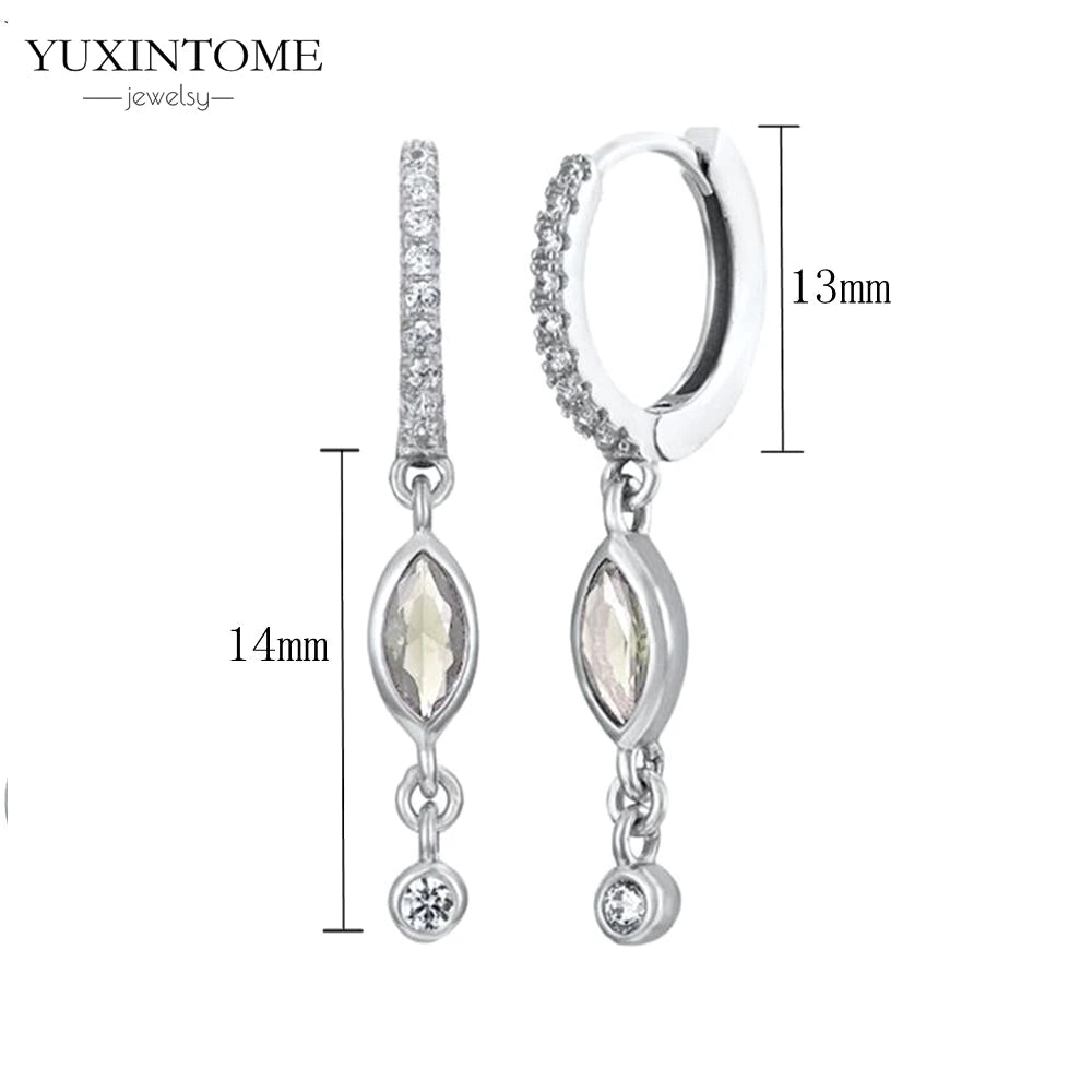 925 Sterling Silver White Zircon Tassel Hoop Earrings — Women’s Luxury Korean Fashion Jewelry 2025
